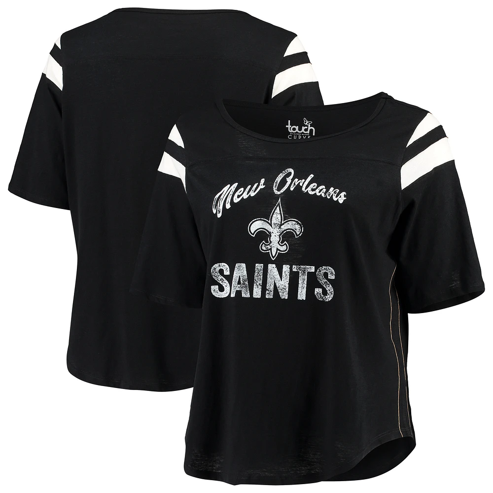 Women's Touch Black New Orleans Saints Plus Curve Touchdown Half-Sleeve T-Shirt