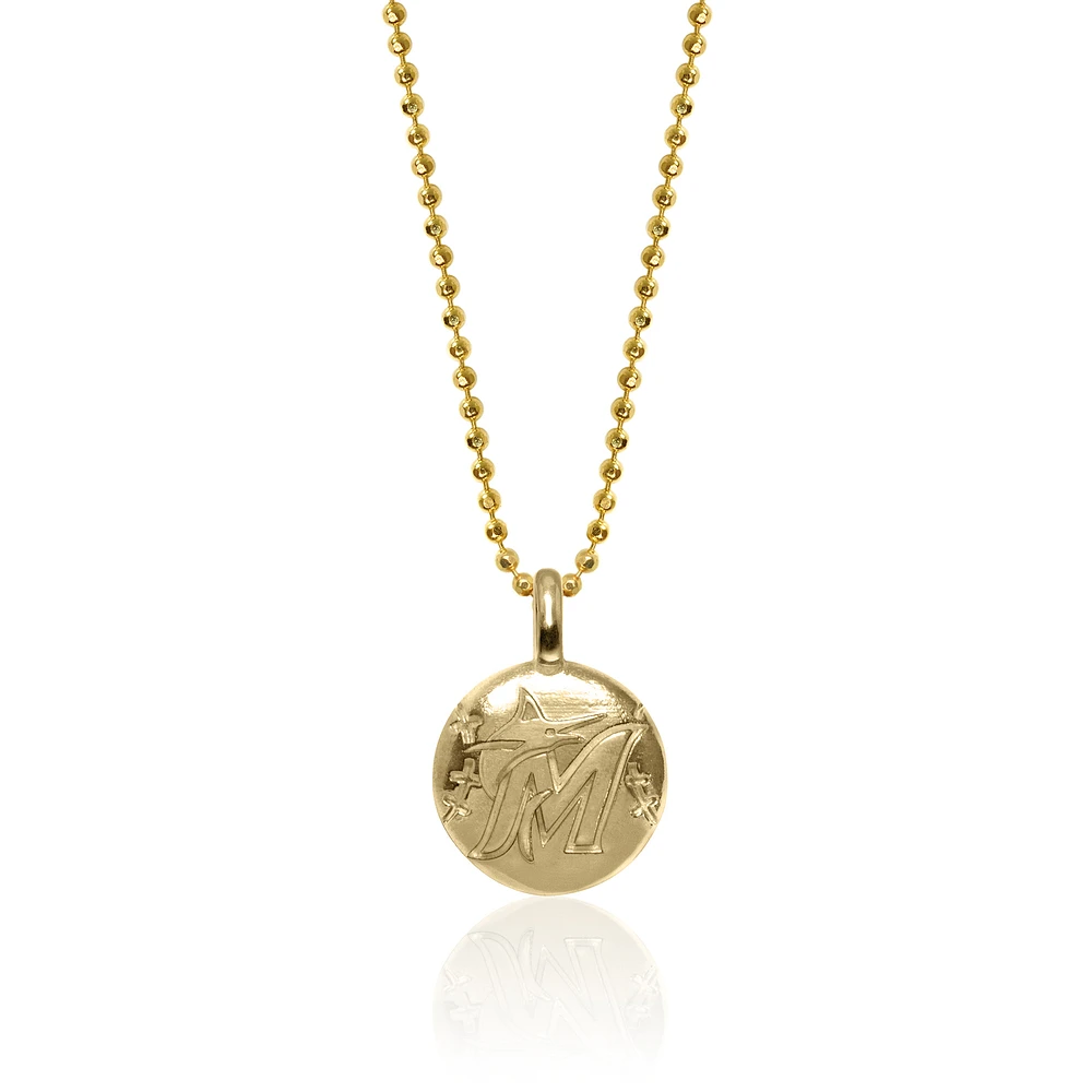 Women's Alex Woo Miami Marlins 14k Yellow Gold Disc Necklace