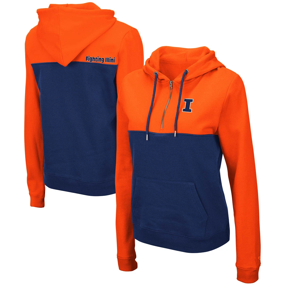 Women's Colosseum Orange/Navy Illinois Fighting Illini Aidan Lightweight Half-Zip Hoodie