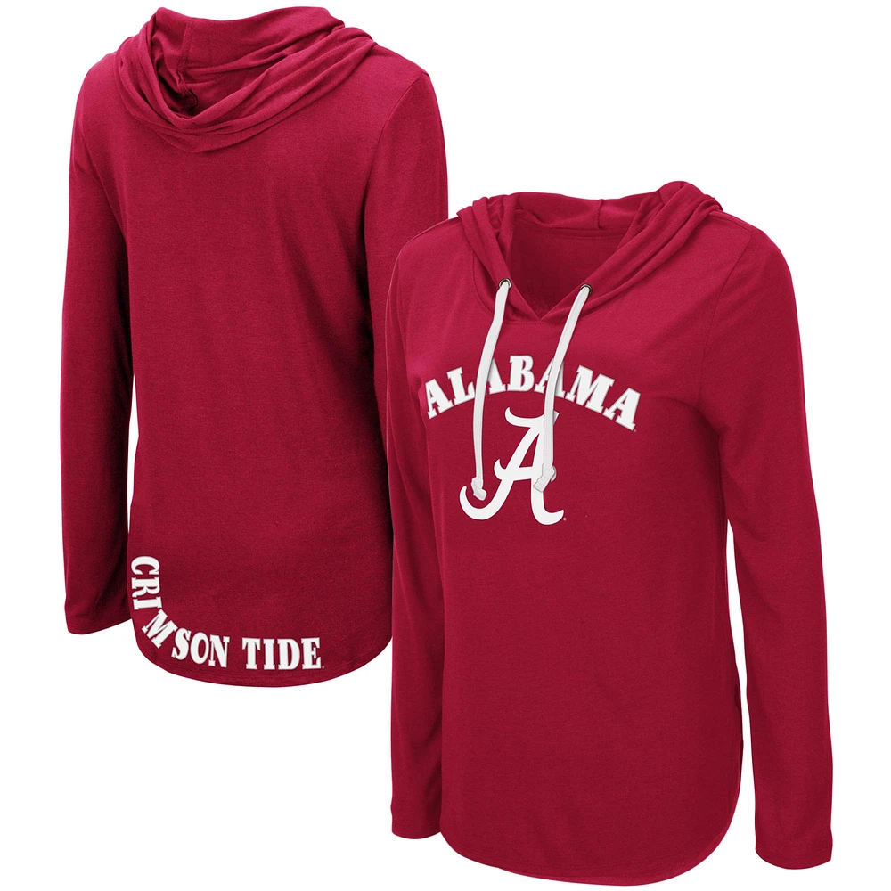 Women's Colosseum Crimson Alabama Tide My Lover Lightweight Hooded Long Sleeve T-Shirt
