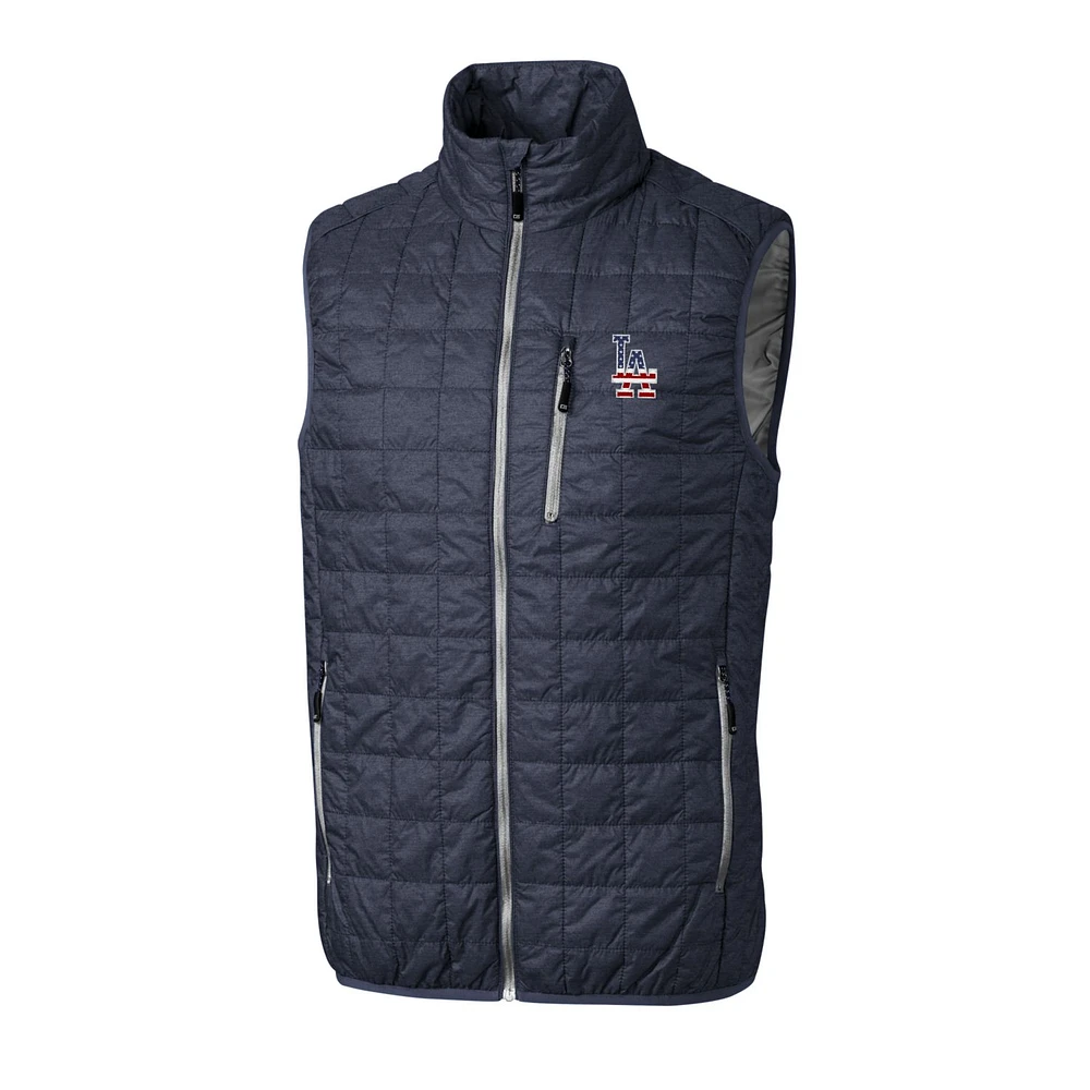 Men's Cutter & Buck Gray Los Angeles Dodgers Americana Big Tall Full-Zip Rainier Vest