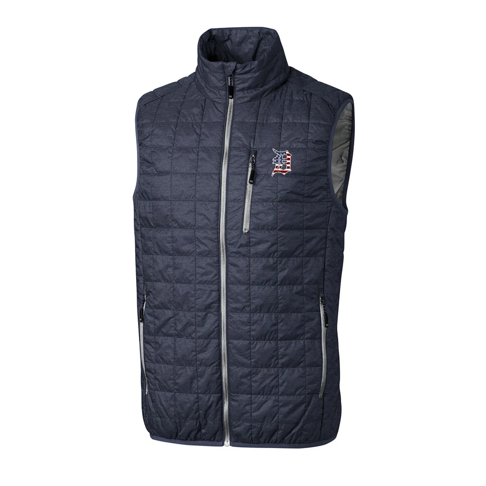Men's Cutter & Buck Gray Detroit Tigers Stars Stripes Big Tall Full-Zip Rainier Vest
