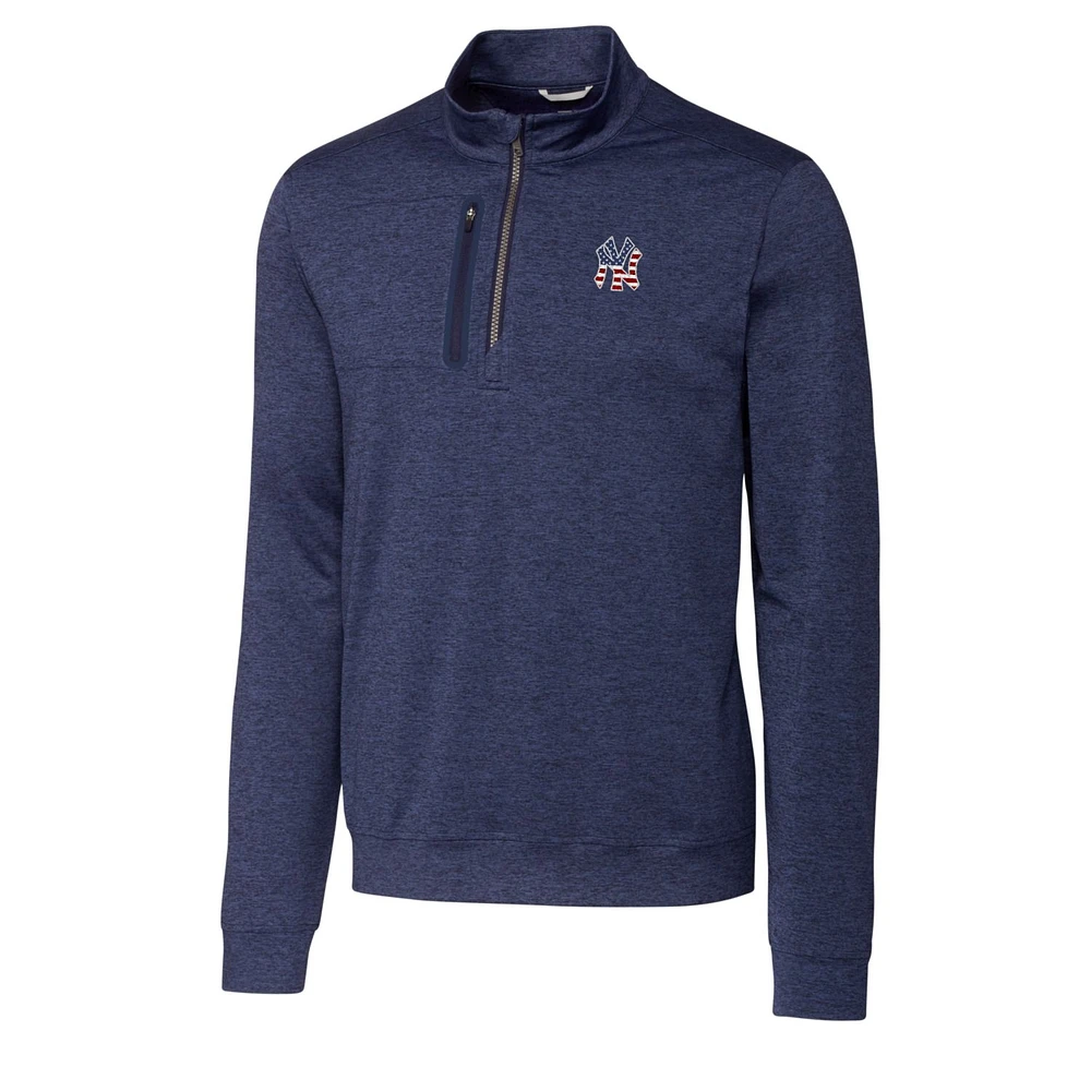 Men's Cutter & Buck Navy New York Yankees Stars & Stripes Big & Tall Stealth Half Zip Pullover Jacket