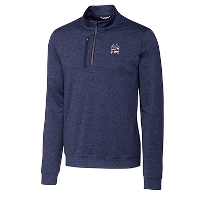 Men's Cutter & Buck Navy New York Yankees Stars & Stripes Big & Tall Stealth Half Zip Pullover Jacket