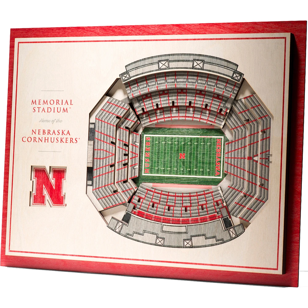 Nebraska Huskers 17'' x 13'' 5-Layer StadiumViews 3D Wall Art
