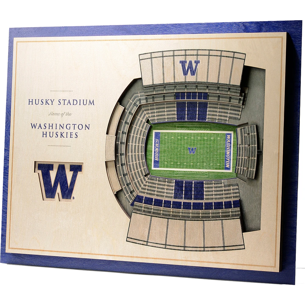 Washington Huskies 17'' x 13'' 5-Layer StadiumViews 3D Wall Art