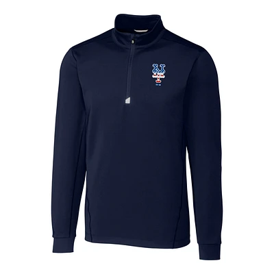Men's Cutter & Buck Navy New York Mets Stars & Stripes Traverse Half-Zip Pullover Jacket