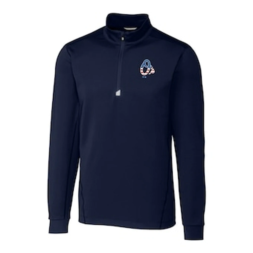Men's Cutter & Buck Navy Baltimore Orioles Stars & Stripes Traverse Half-Zip Pullover Jacket