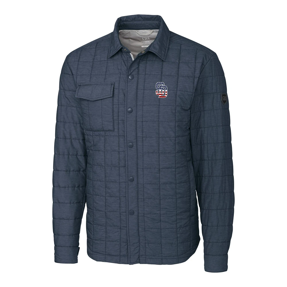 Men's Cutter & Buck Gray San Diego Padres Americana Rainier Full-Snap Shirt Jacket