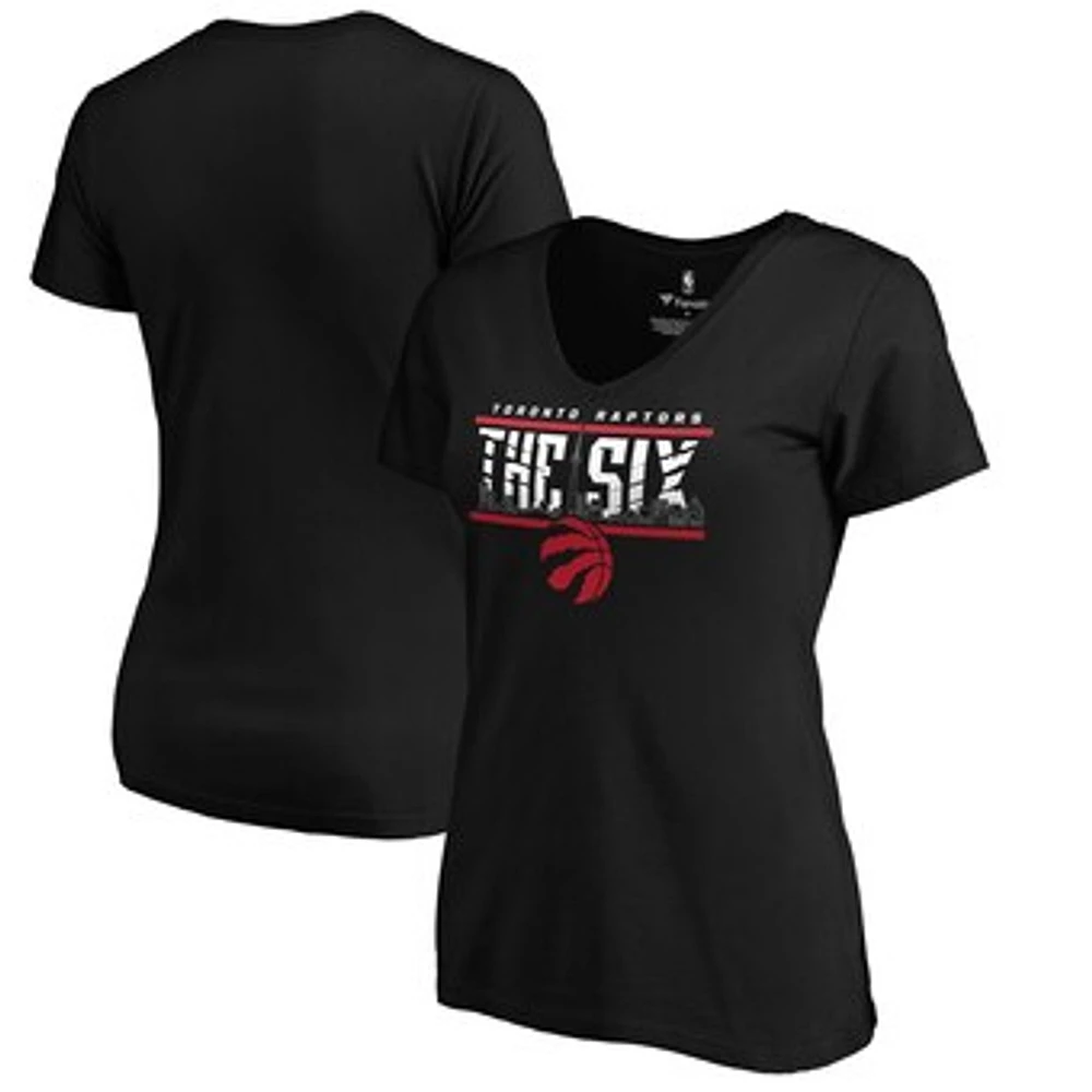 Women's Black Toronto Raptors Hometown Collection The Six V-Neck T-Shirt
