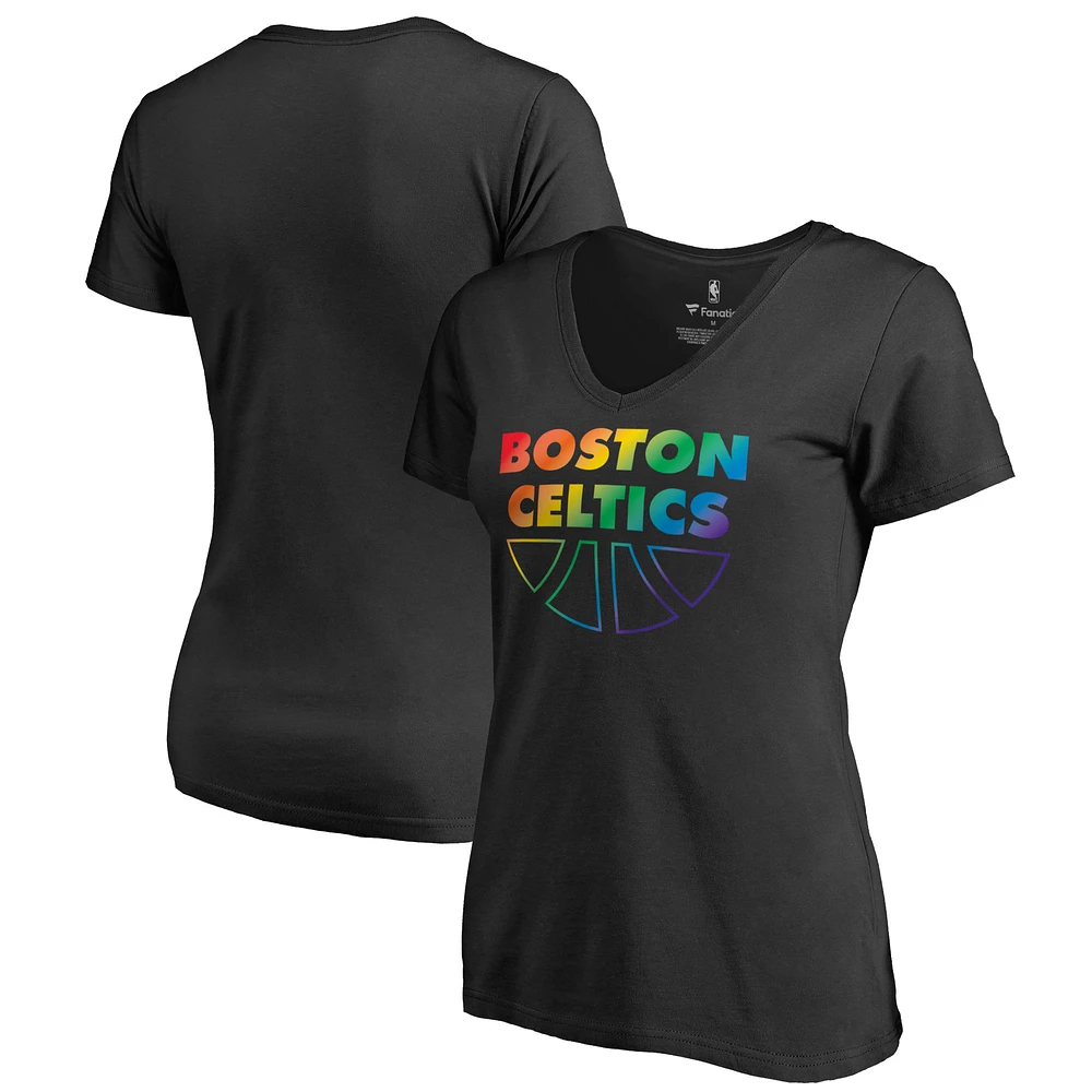 Women's Black Boston Celtics Team Pride Wordmark V-Neck T-Shirt