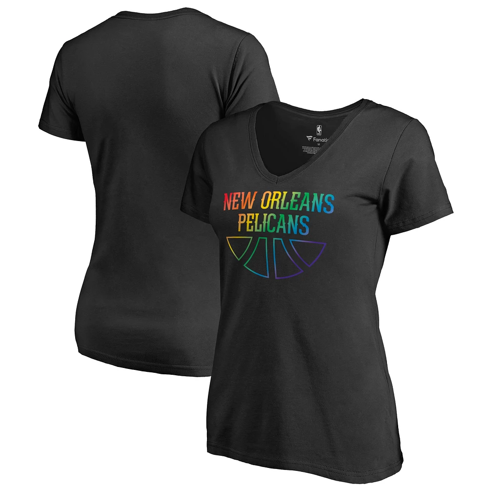 Women's Black New Orleans Pelicans Team Pride Wordmark V-Neck T-Shirt