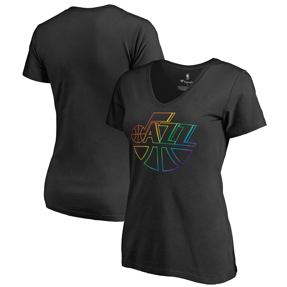 Women's Black Utah Jazz Team Pride Wordmark V-Neck T-Shirt