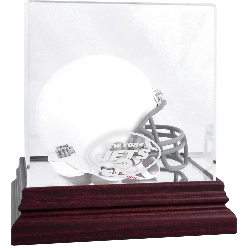 New York Jets Mahogany Logo Mini Helmet Display Case