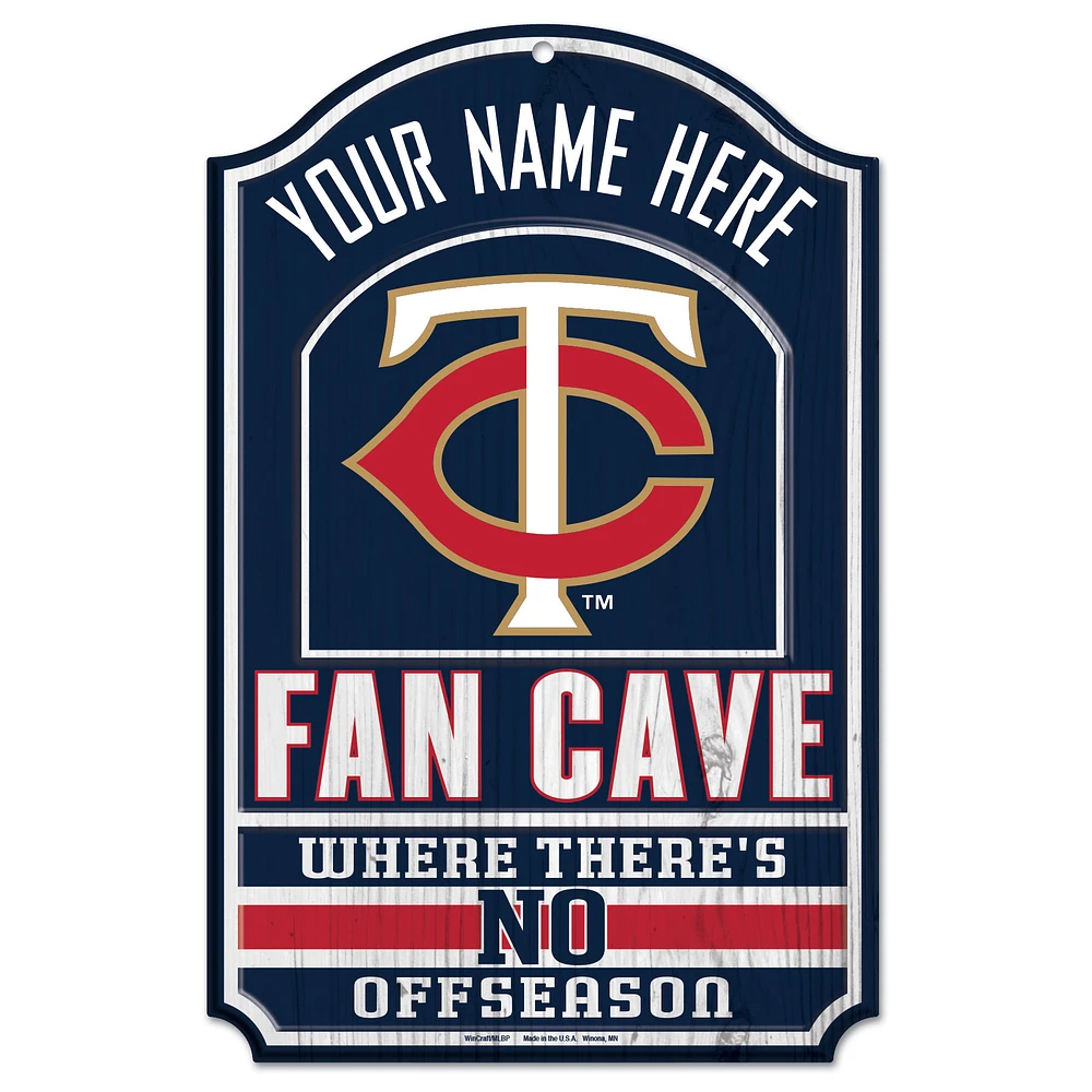 WinCraft Minnesota Twins Personalized 11'' x 17'' Fan Cave Wood Sign