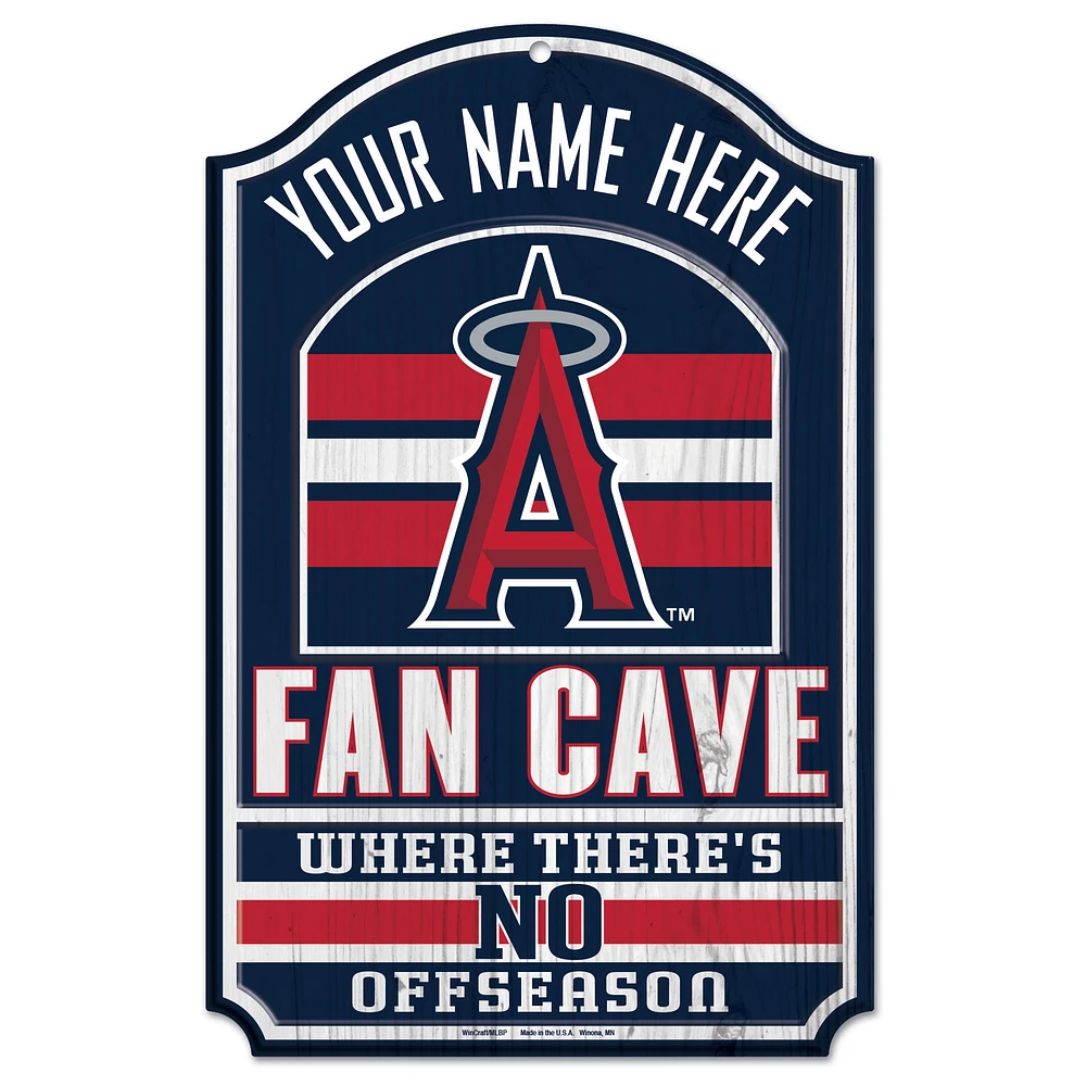 WinCraft Los Angeles Angels Personalized 11'' x 17'' Fan Cave Wood Sign