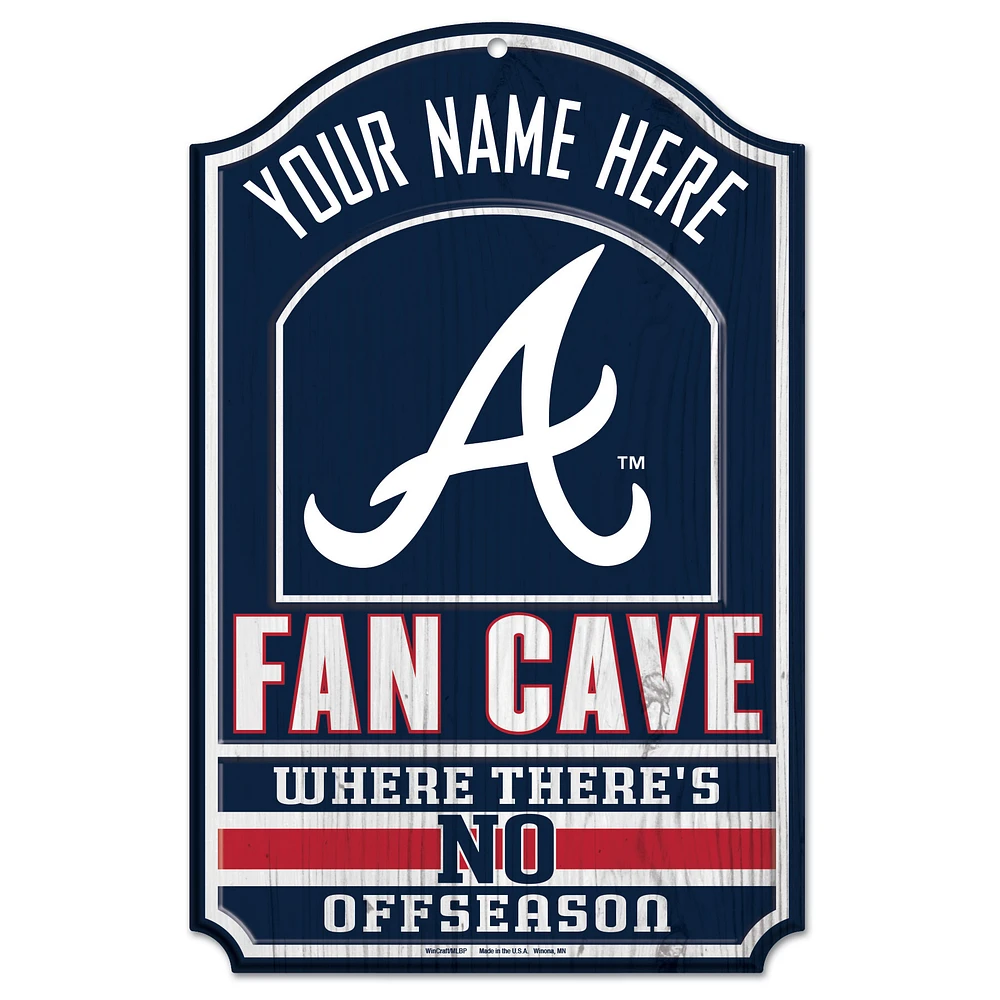 WinCraft Atlanta Braves Personalized 11'' x 17'' Fan Cave Wood Sign