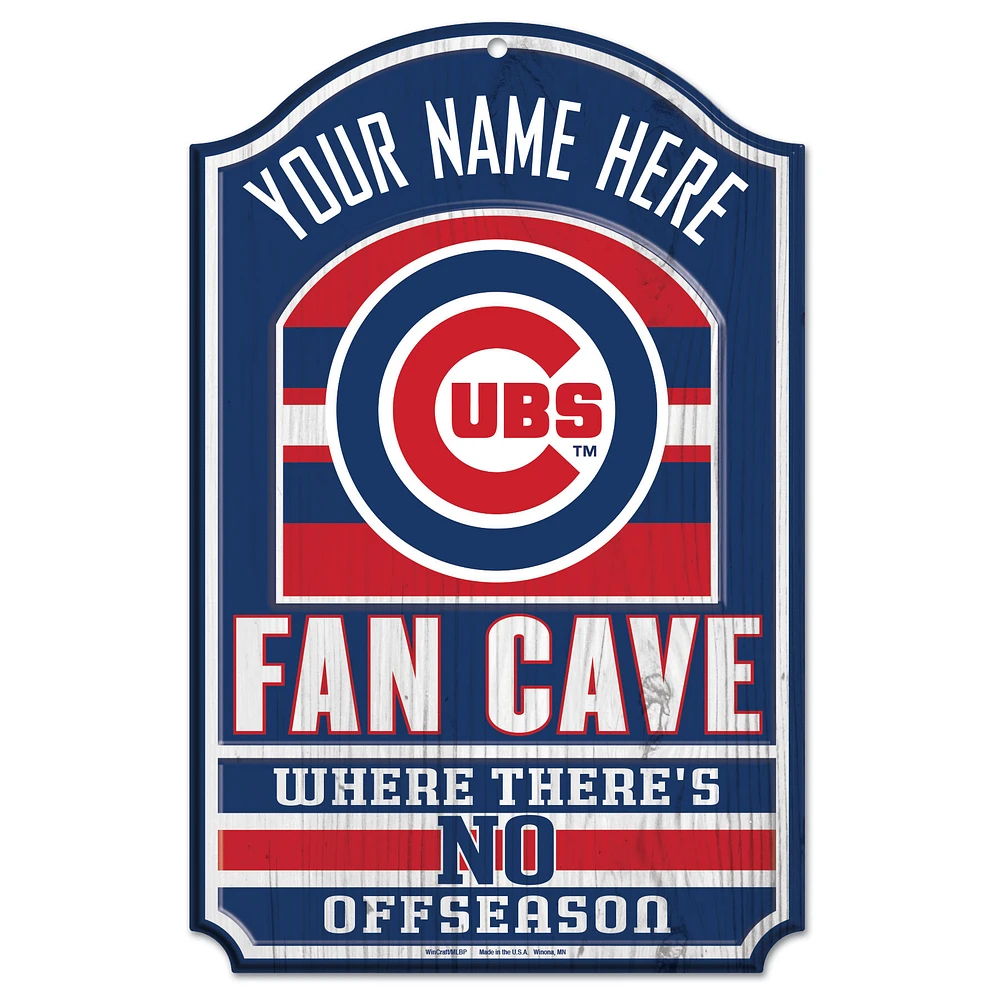 WinCraft Chicago Cubs Personalized 11'' x 17'' Fan Cave Wood Sign