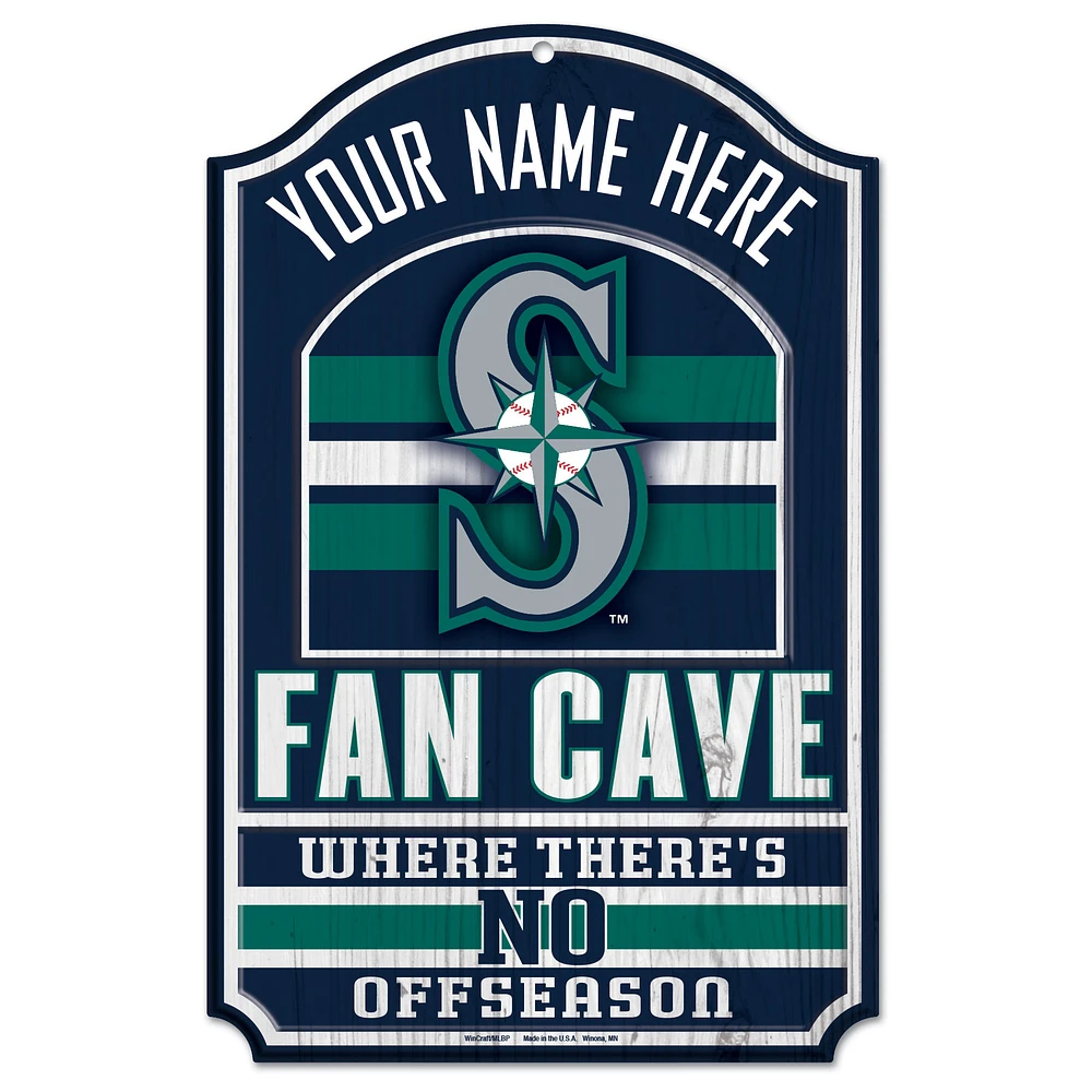 WinCraft Seattle Mariners Personalized 11'' x 17'' Fan Cave Wood Sign