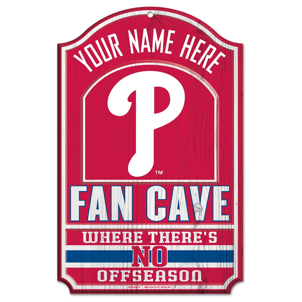 WinCraft Philadelphia Phillies Personalized 11'' x 17'' Fan Cave Wood Sign