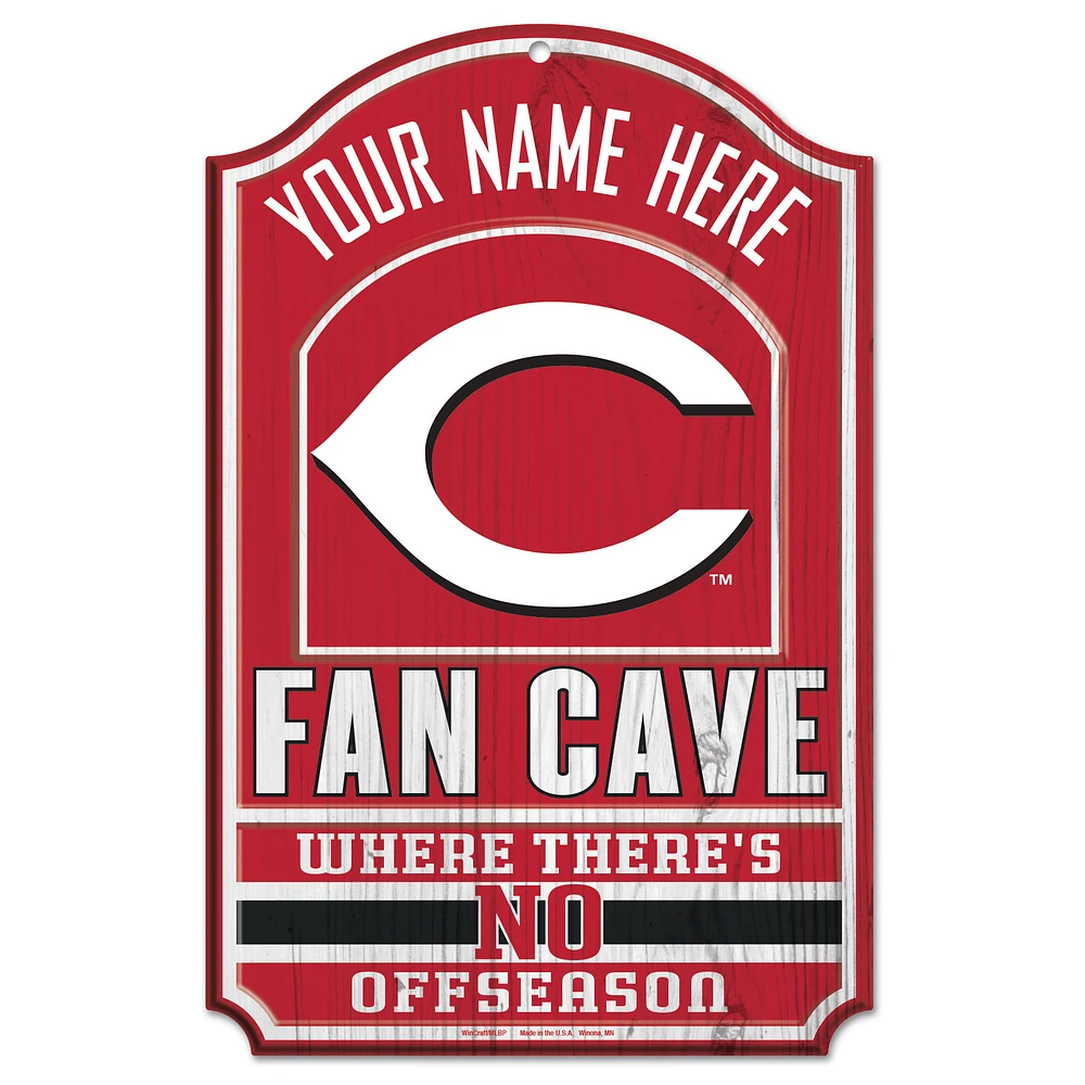 WinCraft Cincinnati Reds Personalized 11'' x 17'' Fan Cave Wood Sign
