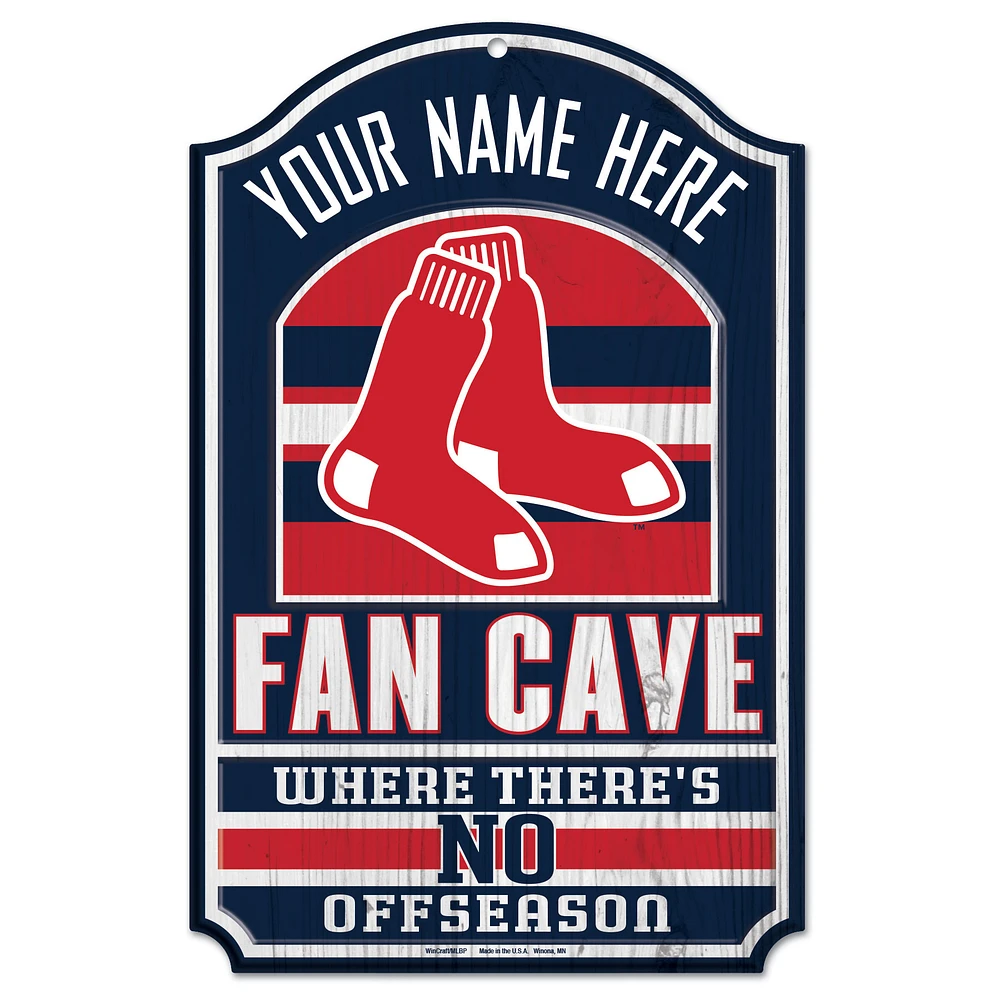 WinCraft Boston Red Sox Personalized 11'' x 17'' Fan Cave Wood Sign