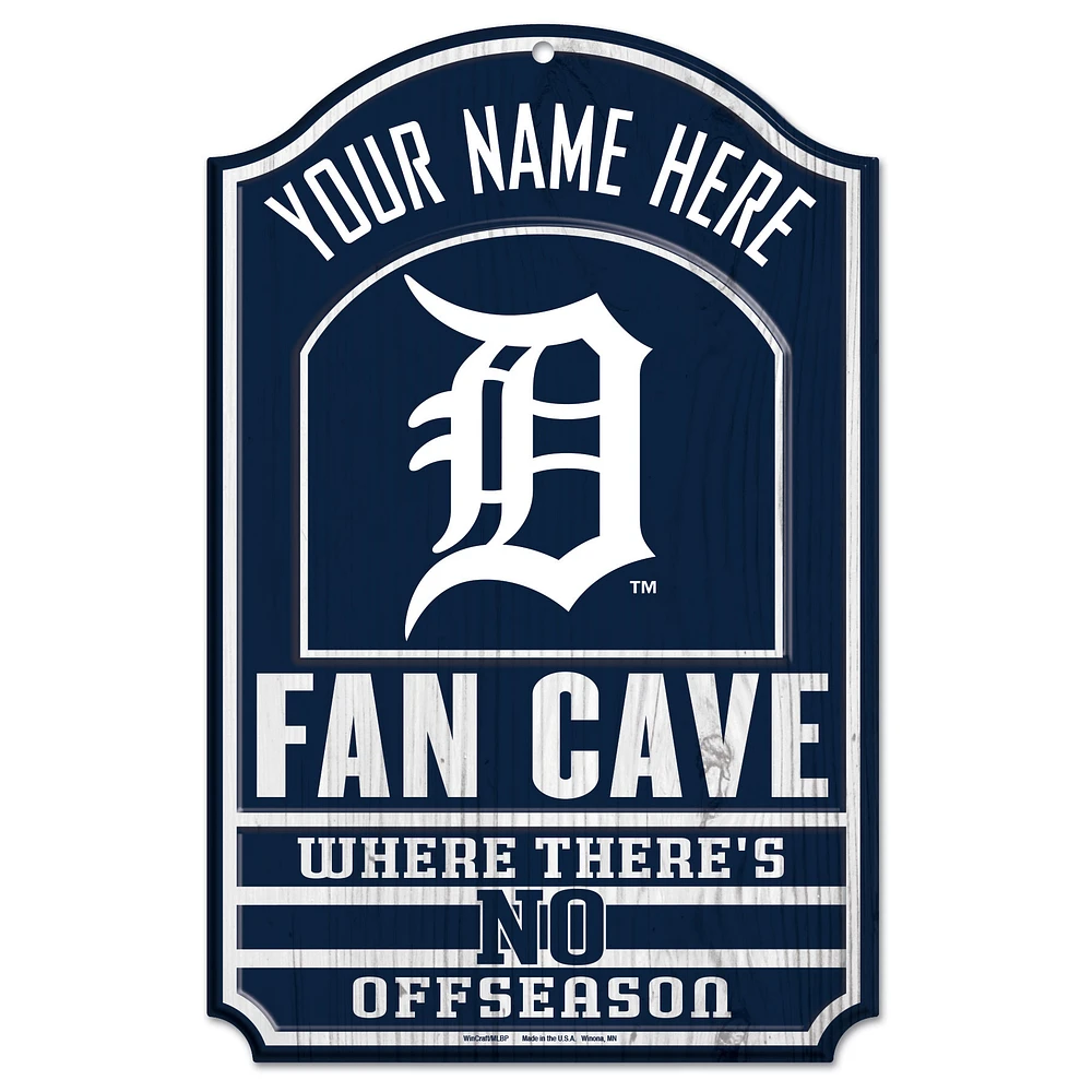 WinCraft Detroit Tigers Personalized 11'' x 17'' Fan Cave Wood Sign