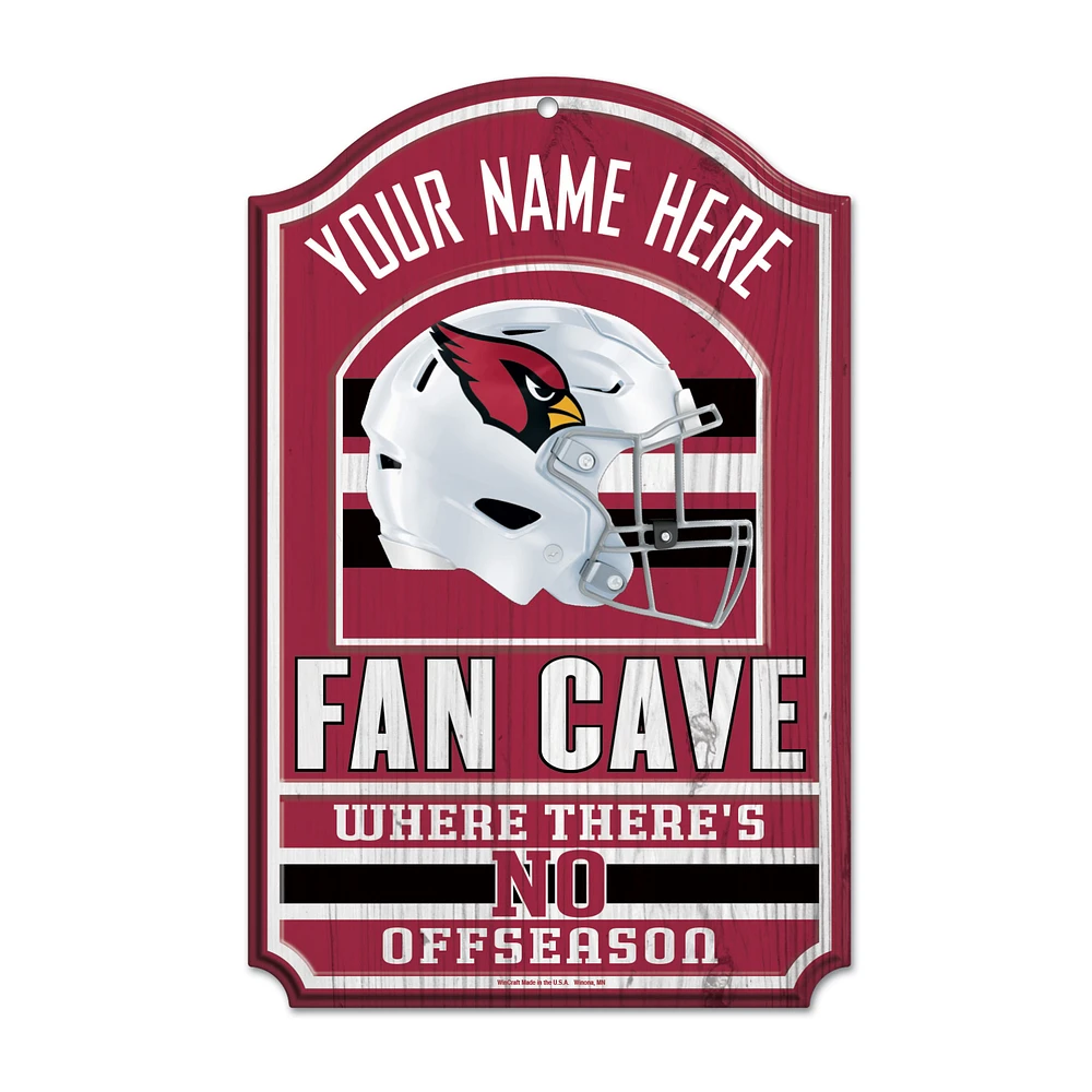 WinCraft Arizona Cardinals Personalized 11'' x 17'' Fan Cave Wood Sign