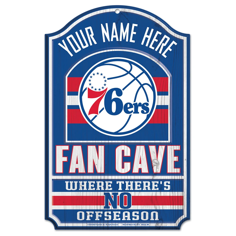 WinCraft Philadelphia 76ers Personalized 11'' x 17'' Fan Cave Wood Sign