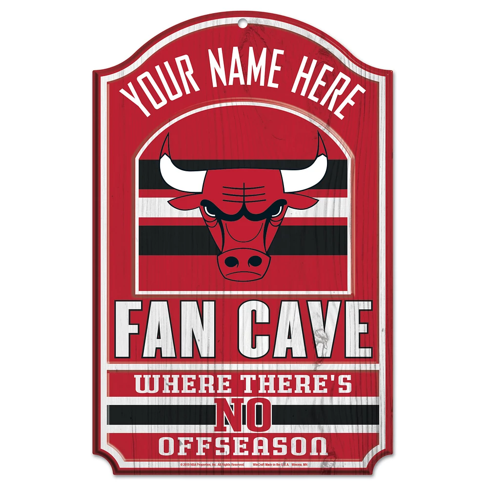 WinCraft Chicago Bulls Personalized 11'' x 17'' Fan Cave Wood Sign