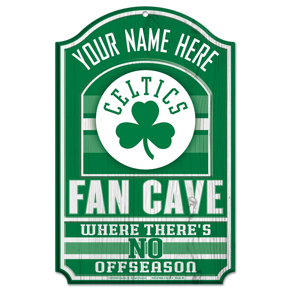 WinCraft Boston Celtics Personalized 11'' x 17'' Fan Cave Wood Sign