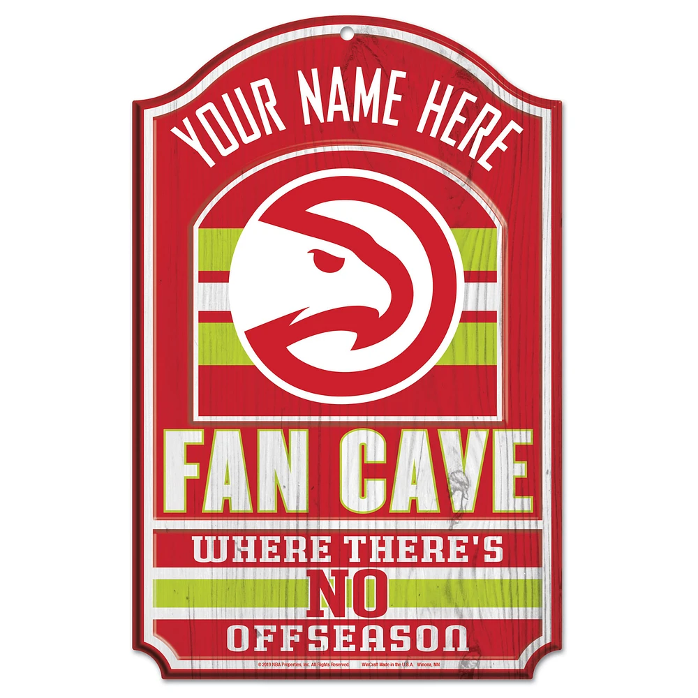 WinCraft Atlanta Hawks Personalized 11'' x 17'' Fan Cave Wood Sign