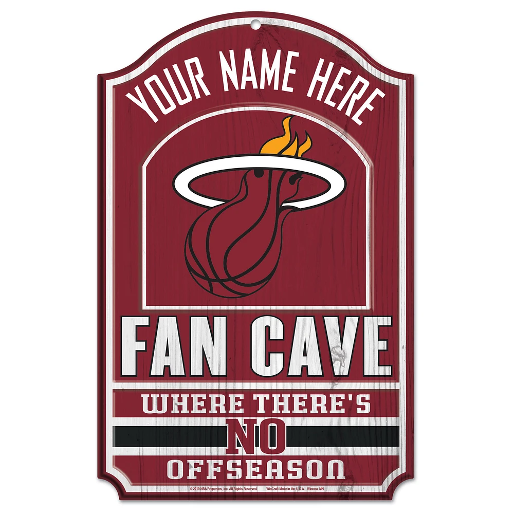 WinCraft Miami Heat Personalized 11'' x 17'' Fan Cave Wood Sign