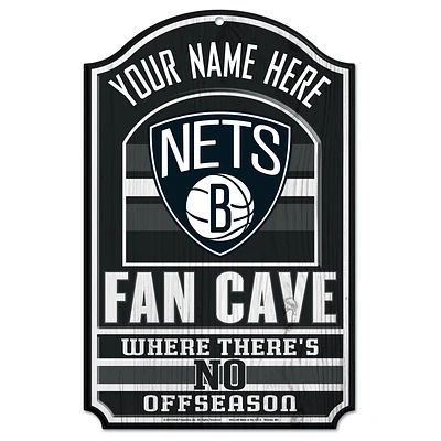 WinCraft Brooklyn Nets Personalized 11'' x 17'' Fan Cave Wood Sign