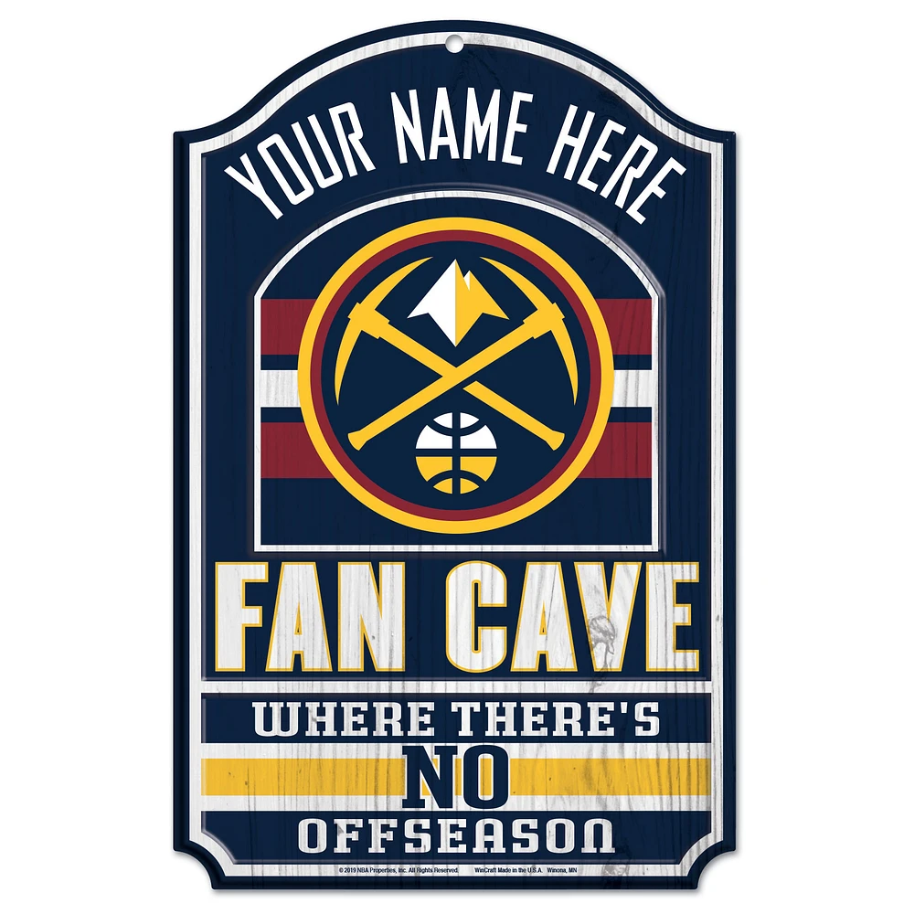 WinCraft Denver Nuggets Personalized 11'' x 17'' Fan Cave Wood Sign