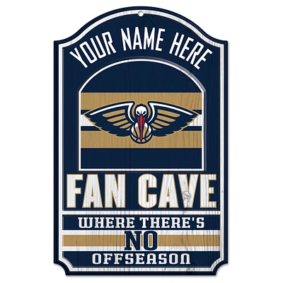 WinCraft New Orleans Pelicans Personalized 11'' x 17'' Fan Cave Wood Sign