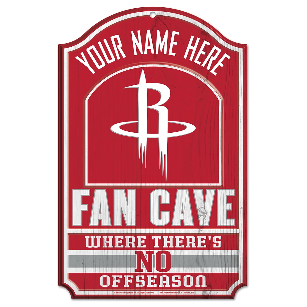WinCraft Houston Rockets Personalized 11'' x 17'' Fan Cave Wood Sign