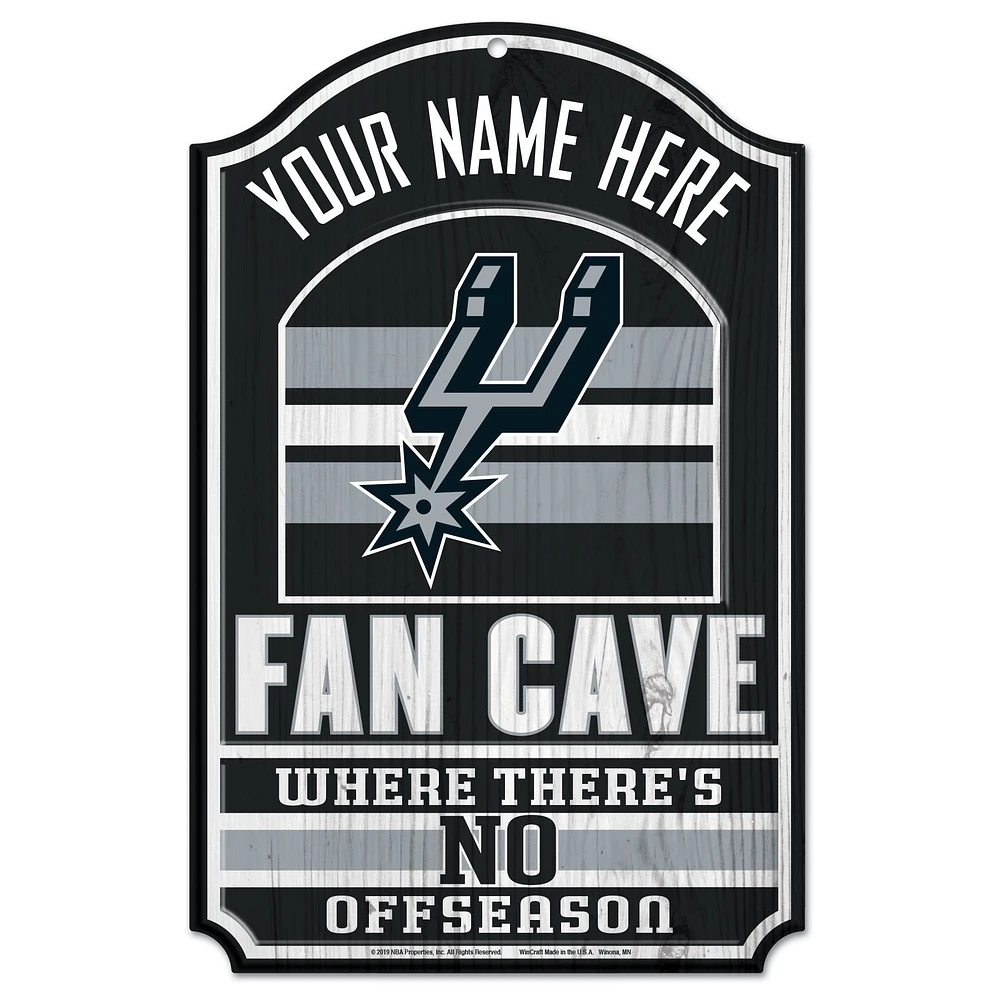 WinCraft San Antonio Spurs Personalized 11'' x 17'' Fan Cave Wood Sign