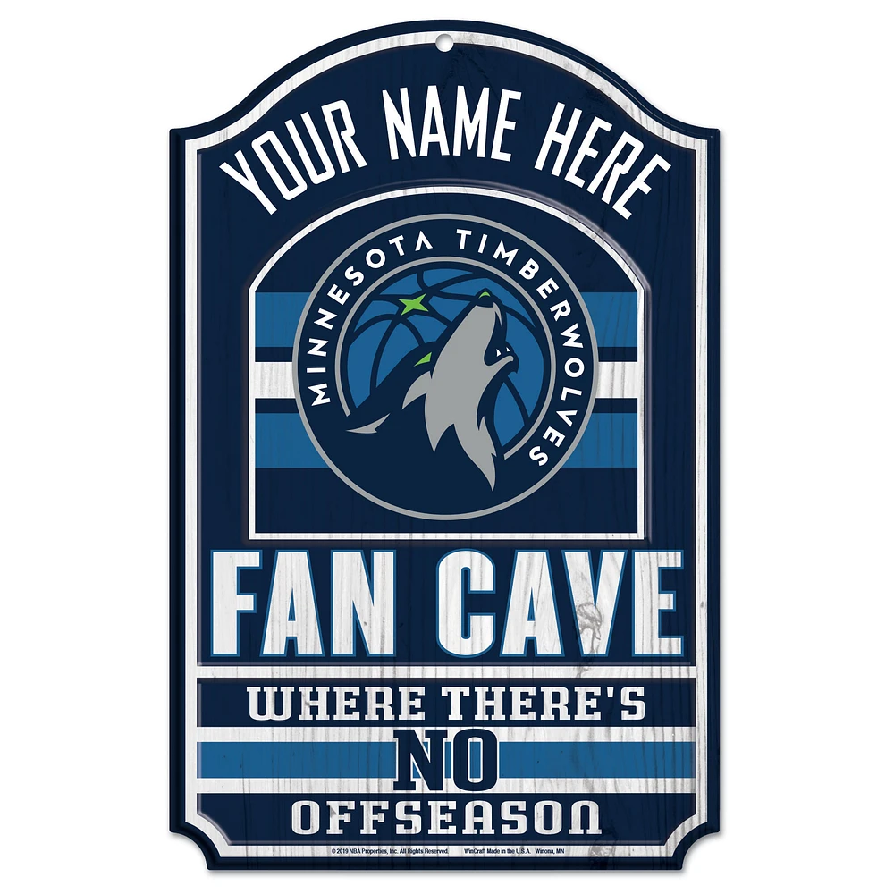 WinCraft Minnesota Timberwolves Personalized 11'' x 17'' Fan Cave Wood Sign