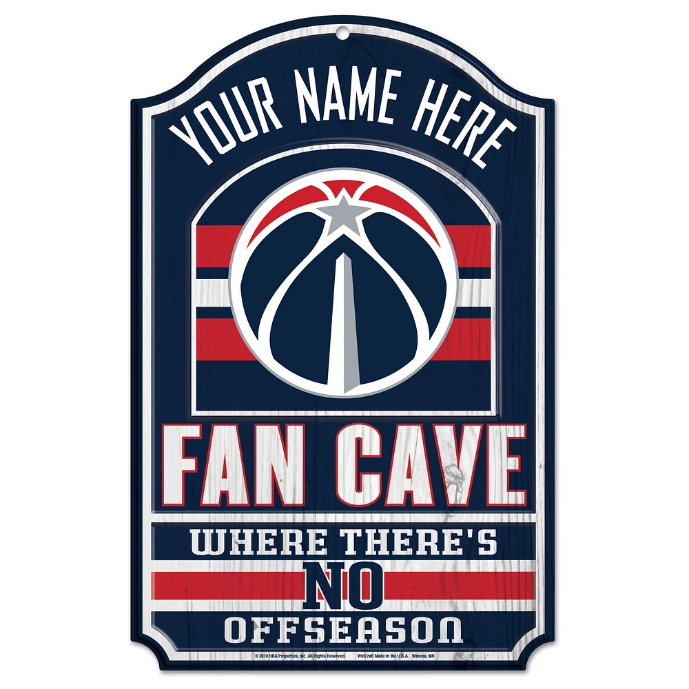 WinCraft Washington Wizards Personalized 11'' x 17'' Fan Cave Wood Sign