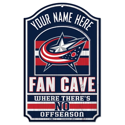 WinCraft Columbus Blue Jackets Personalized 11'' x 17'' Fan Cave Wood Sign