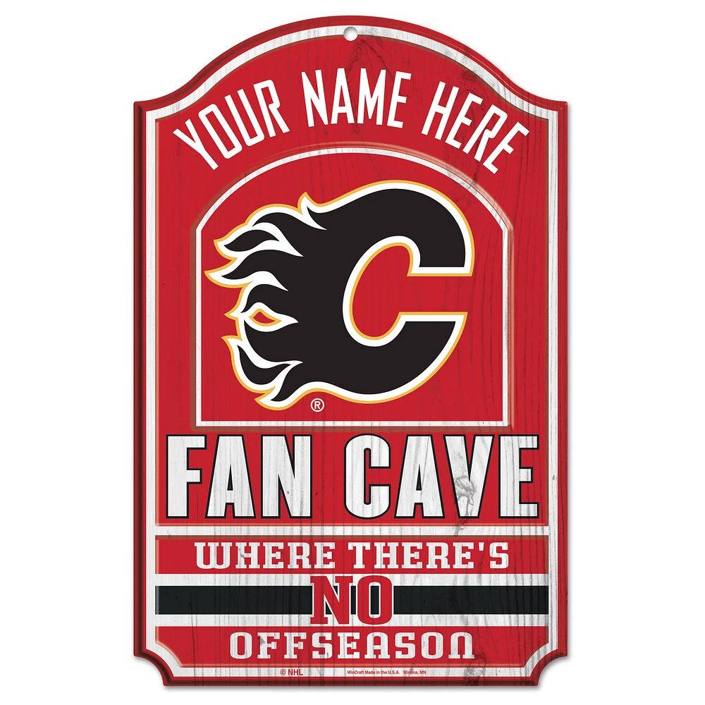 WinCraft Calgary Flames Personalized 11'' x 17'' Fan Cave Wood Sign