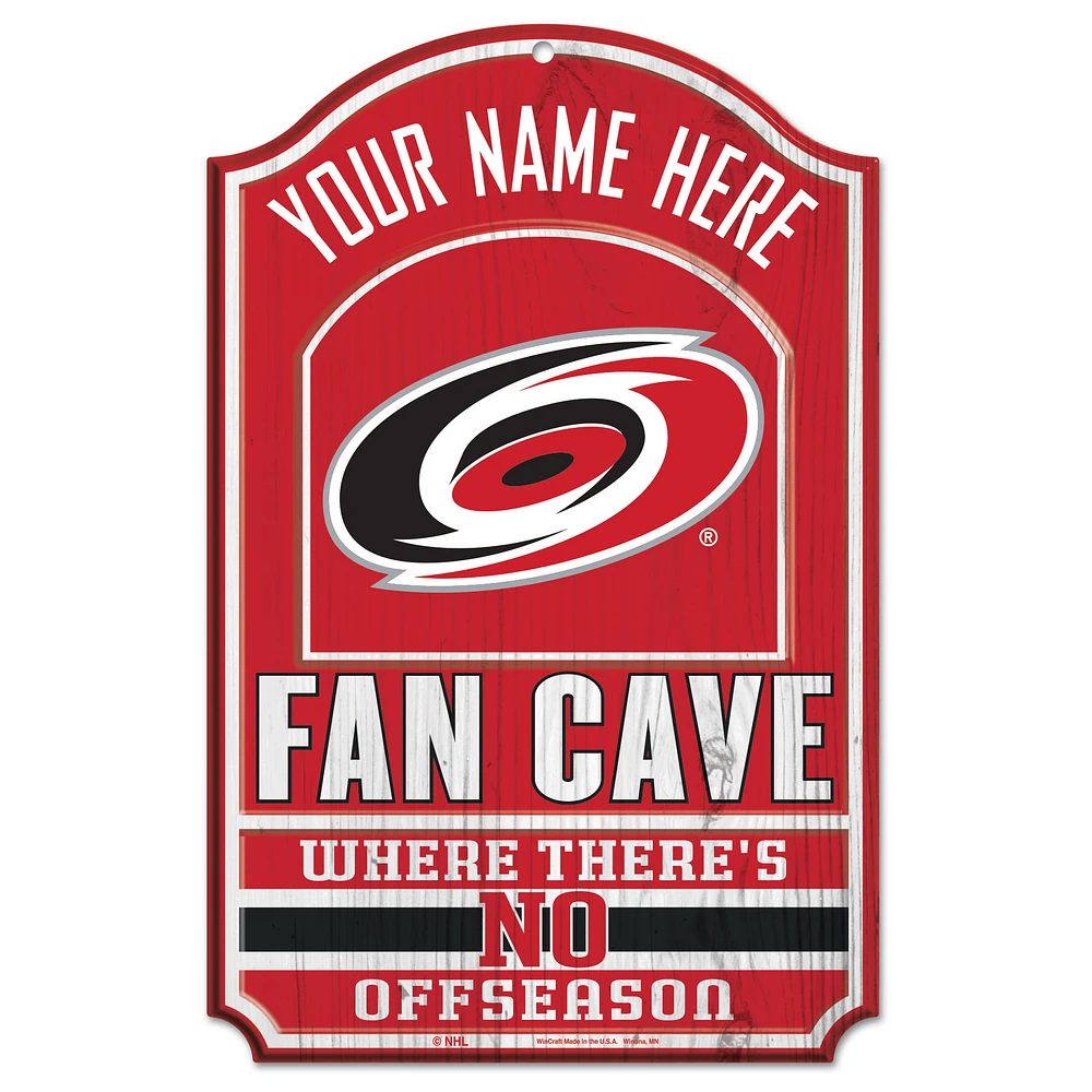 WinCraft Carolina Hurricanes Personalized 11'' x 17'' Fan Cave Wood Sign