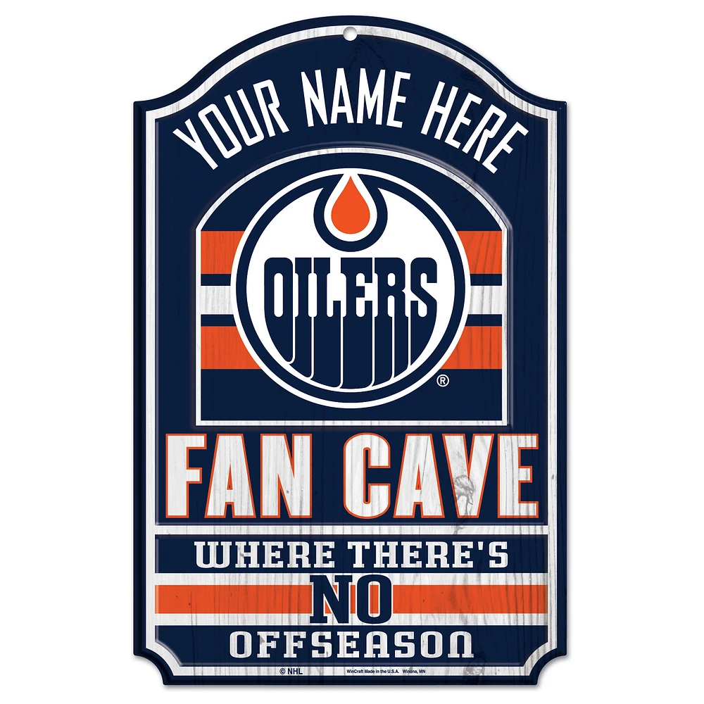 WinCraft Edmonton Oilers Personalized 11'' x 17'' Fan Cave Wood Sign