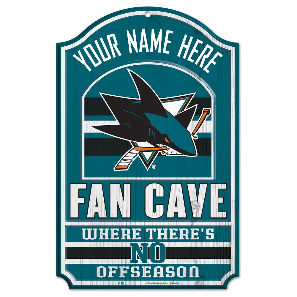 WinCraft San Jose Sharks Personalized 11'' x 17'' Fan Cave Wood Sign