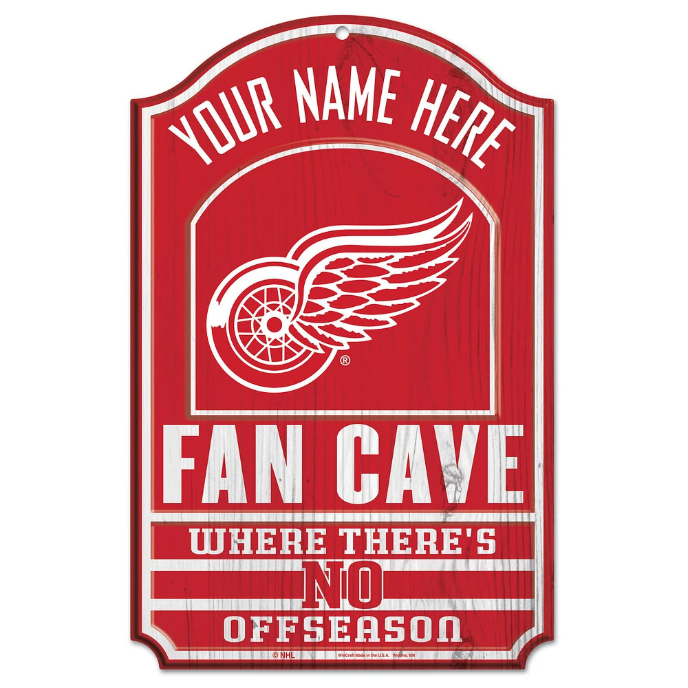 WinCraft Detroit Red Wings Personalized 11'' x 17'' Fan Cave Wood Sign
