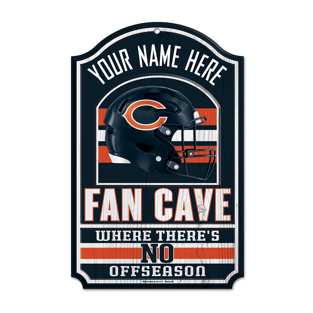 WinCraft Chicago Bears Personalized 11'' x 17'' Fan Cave Wood Sign