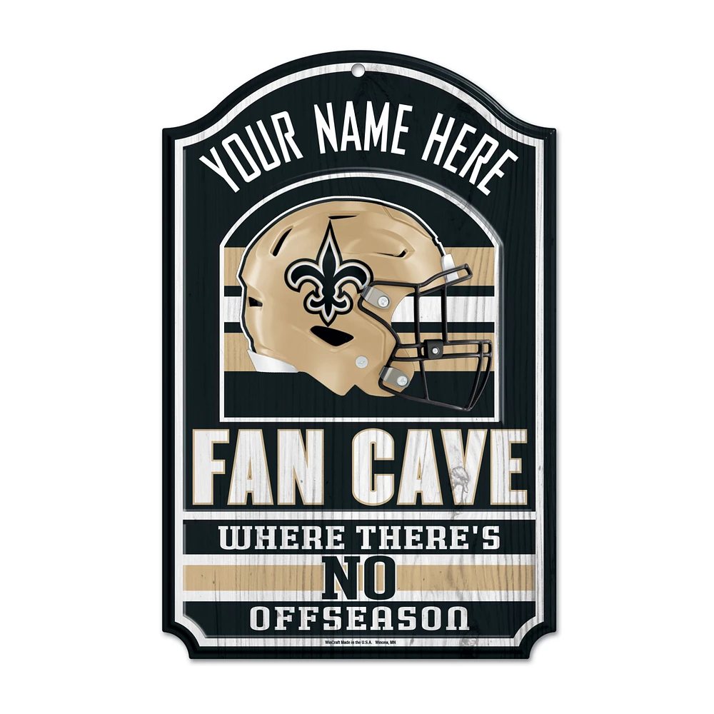 WinCraft New Orleans Saints Personalized 11'' x 17'' Fan Cave Wood Sign