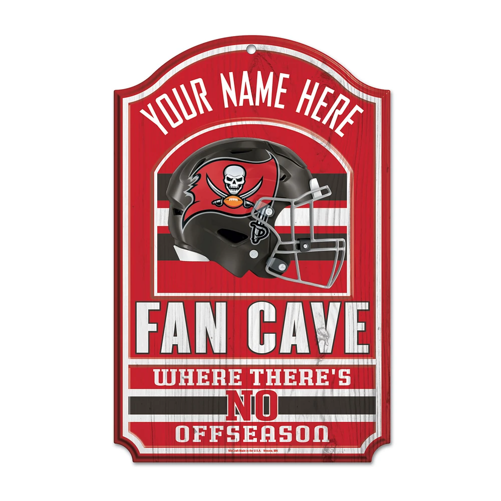 WinCraft Tampa Bay Buccaneers Personalized 11'' x 17'' Fan Cave Wood Sign