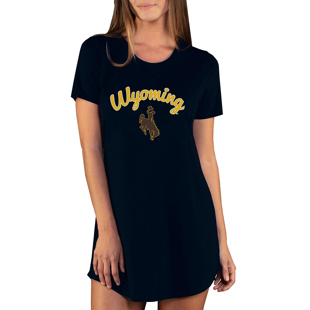 Women's Concepts Sport Black Wyoming Cowboys Marathon Nightshirt